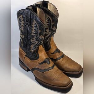 Arango Men's Brown Black Arena Negro Bull Pull-On Western Cowboy Boots Size 8.5